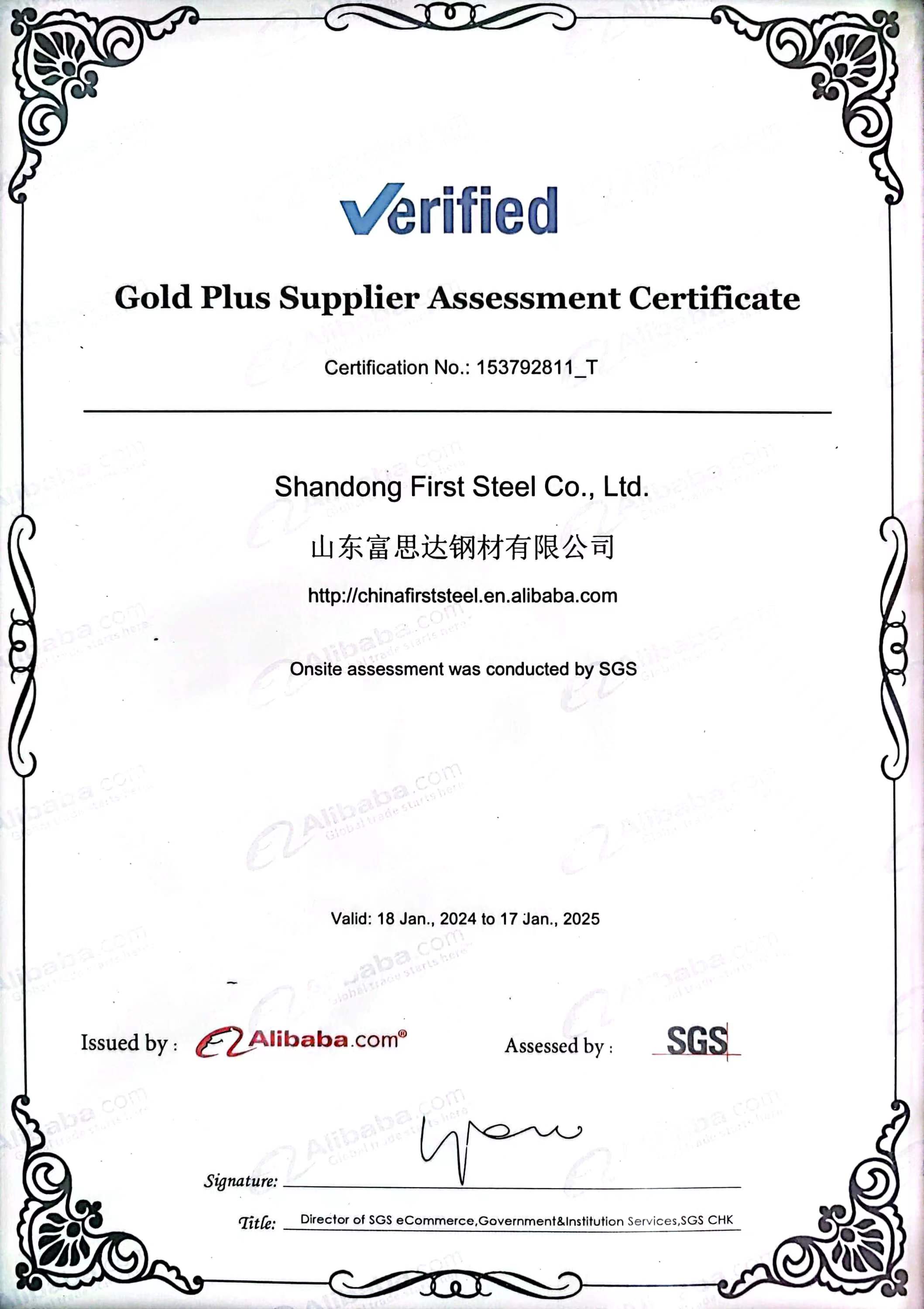 Alibaba SGS Verified Good Reputation Supplier1